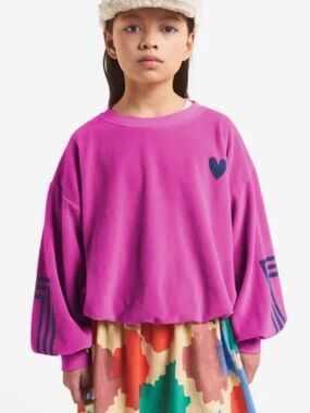 BOBO CHOSES Magenta Heart Pullover Sweatshirt